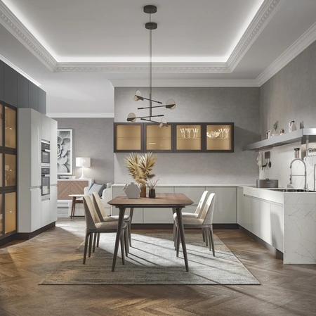 Cucina Moderna Era angolare in PVC laccato lucido e opaco di Home Cucine