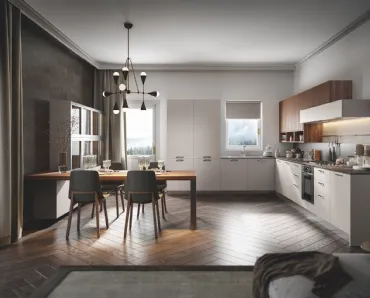 Cucina Moderna Genesi angolare in finitura pet Duna di Home Cucine