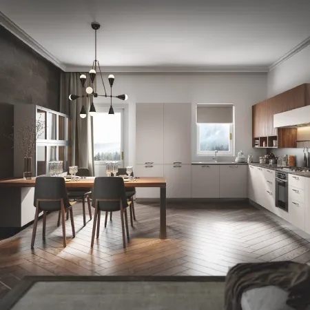 Cucina Moderna Genesi angolare in finitura pet Duna di Home Cucine