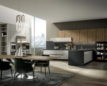 Cucina Moderna Genesi con penisola in pet Duna di Home Cucine