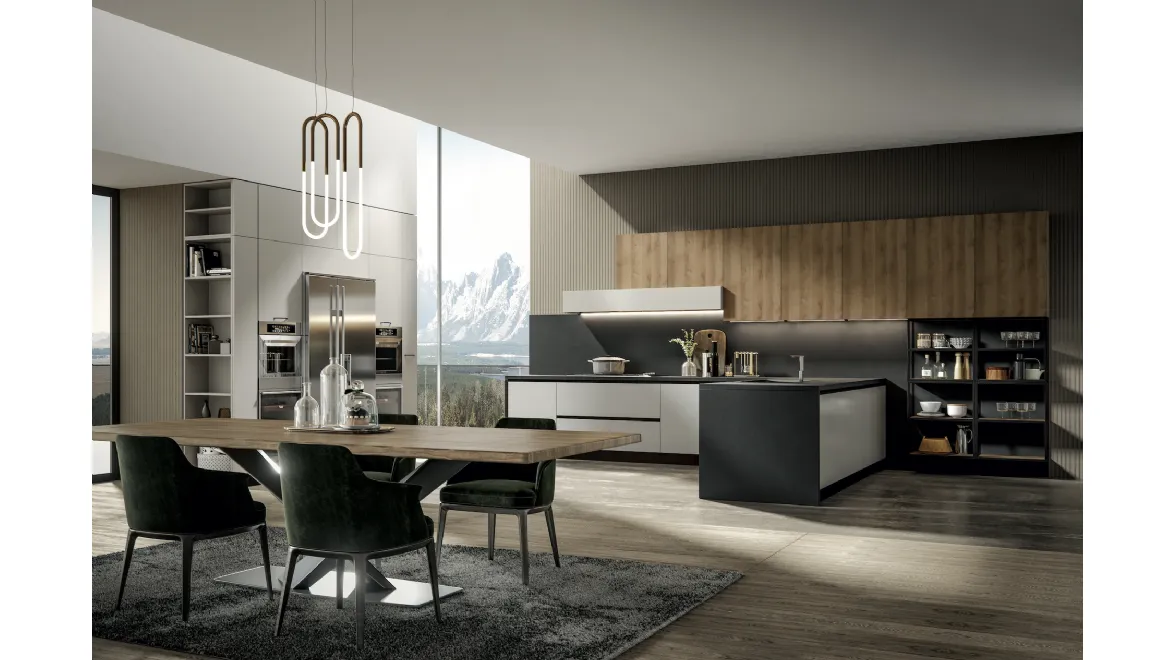 Cucina Moderna Genesi con penisola in pet Duna di Home Cucine