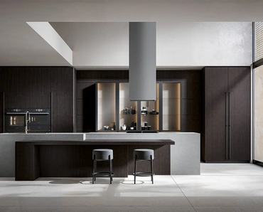 Cucina Moderna Infinity in essenza Carbon con isola di Home Cucine