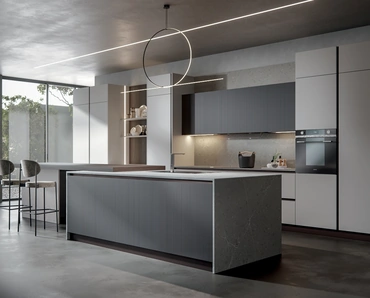 Cucina Moderna Palù con penisola in PVC di Home Cucine