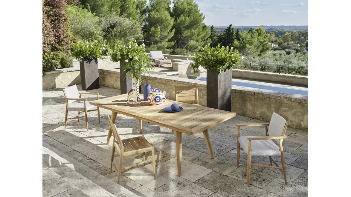 Tavolo rettangolare Eidos in teak di Gervasoni